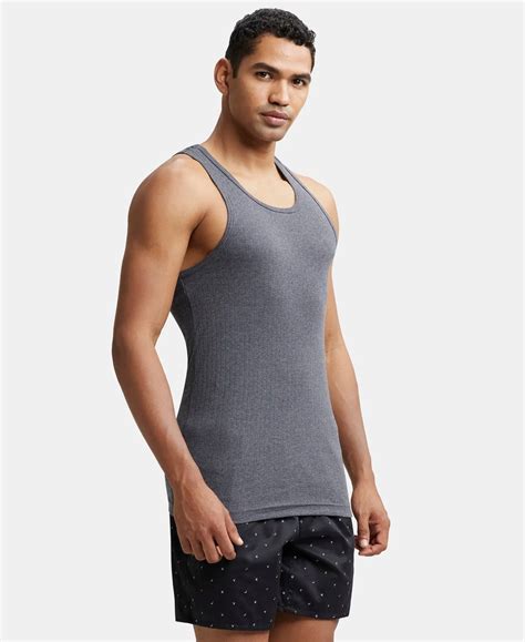 Buy Super Combed Cotton Rib Round Neck with Racerback Gym Vest ...