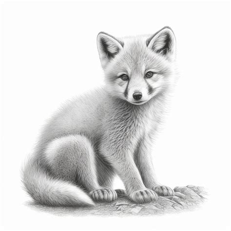 Premium Photo | Pencil sketch cute arctic fox animal drawing AI Generated