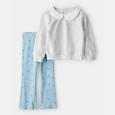 Toddler Girl Carter's Peter Pan Collar Pullover & Flare Legging Set