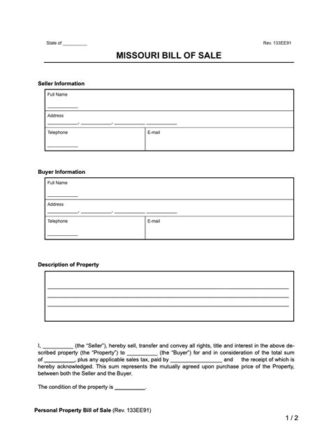 Do You Need A Bill Of Sale In Missouri at Anton Thomas blog