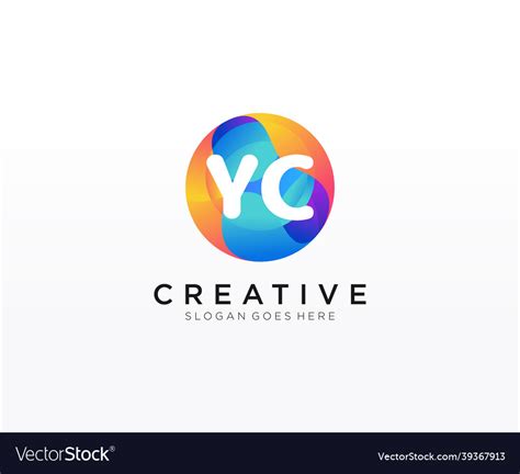 Yc initial logo with colorful circle template Vector Image