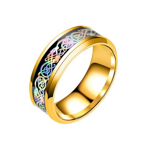 Buy Yellow Chimes Rings for Men Dragon Celtic Inlay Polish Finish ...