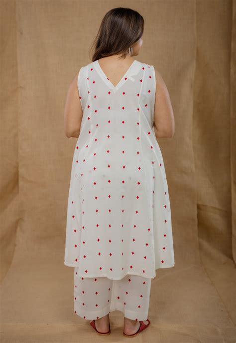 Raahi White Hand Block Print Cotton A Line Co-Ord Set – THE INDIAN ...