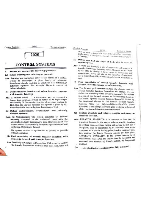 Pyq cs - control system previous year - B.tech(IT), B.Tech(CSE) - Studocu