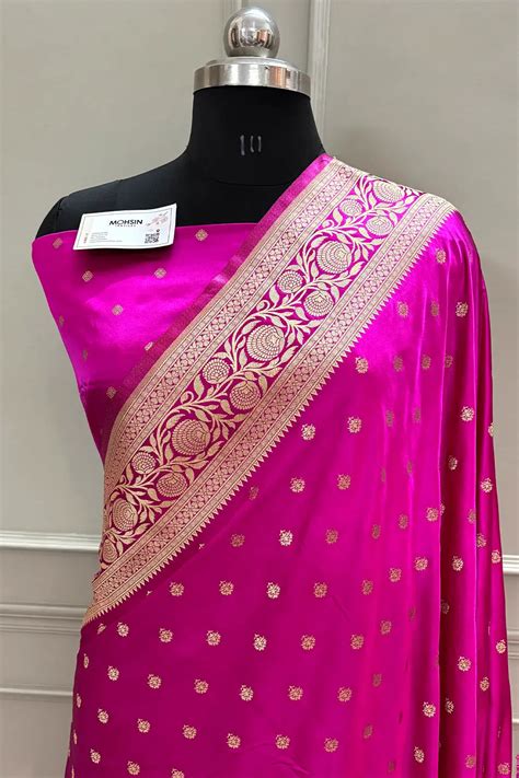 Pink Golden Zari Katan Silk Banarasi Saree – Mohsin Textiles