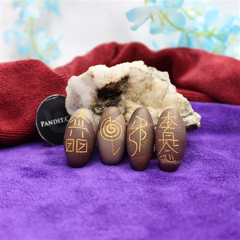 Narmada Lingam Reiki Symbol Healing Stones Set - For Prosperity