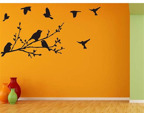 Buy Wall Guru Tree with Birds Black Wall Decal and Wall Sticker Size(59 ...