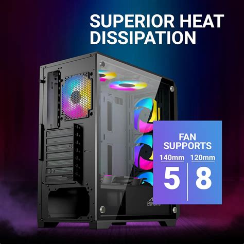 Ant Esports SX5 Mid-Tower Computer Case/Gaming Cabinet - Black ...