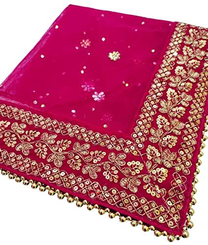 Buy Navti Creations Women's Heavy Magenta (Pink) Net Dupatta With Zari ...