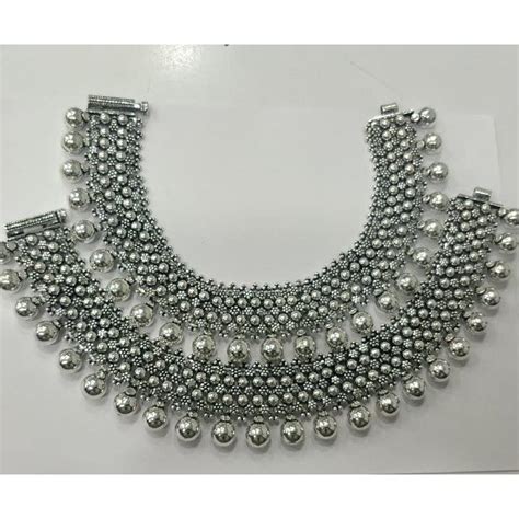 Buy quality 925 Pure Silver Antique Payal Handmade PO-208-16 in New Delhi