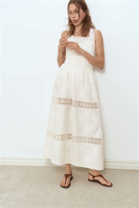 Women's Cream Open-back lace-detail dress | H&M IN