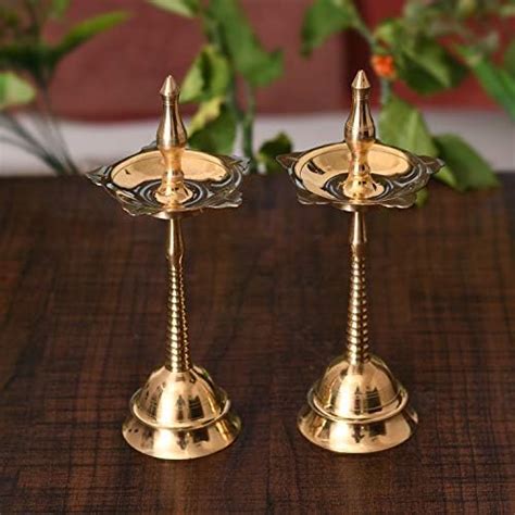 Buy Styxon Brass Kerala Samai Standing Deepak for Puja - Traditional ...
