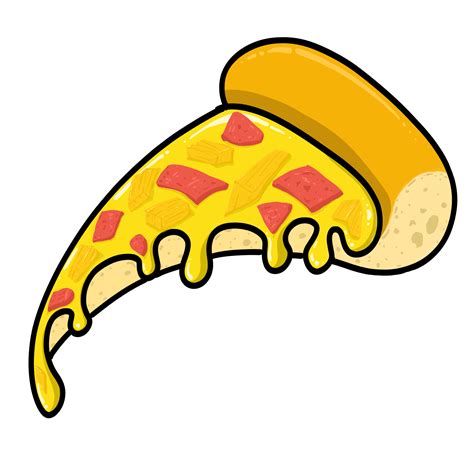 Sliced Hawaiian pizza ham and pineapple cheese flows. Cute design ...