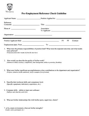 Image result for Pre Employment Reference Check Form
