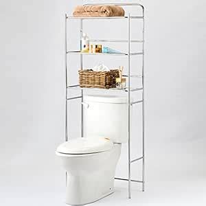 MyGift Chrome Plated Metal OverTheToilet 3 Tier Bathroom Storage Rack ...