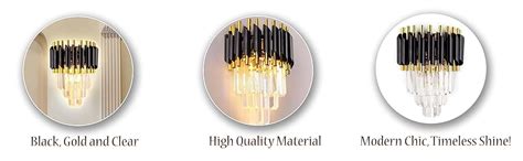 KINIS Black Gold and Crystal Led Wall Light for Living Room, Led Wall ...
