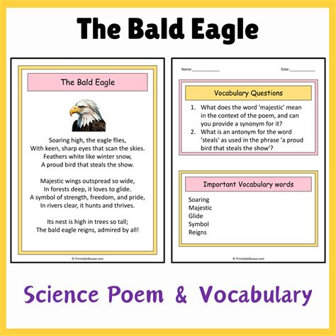 The Bald Eagle | Science Poem Reading Comprehension Activity ...