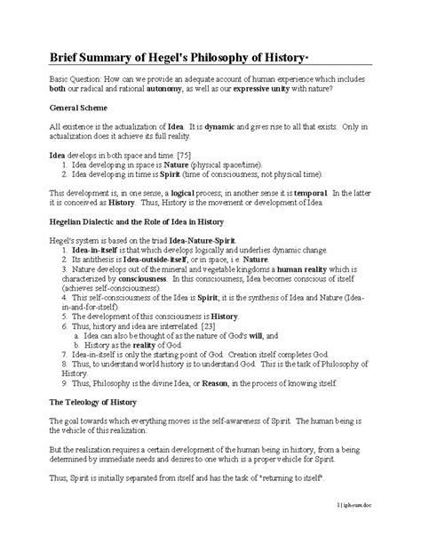 Hegel-sum - 1 | iph-sum Brief Summary of Hegel's Philosophy of History ...