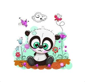 K2A Studio 58 cm beautiful baby panda with butterflies leaves flowers ...