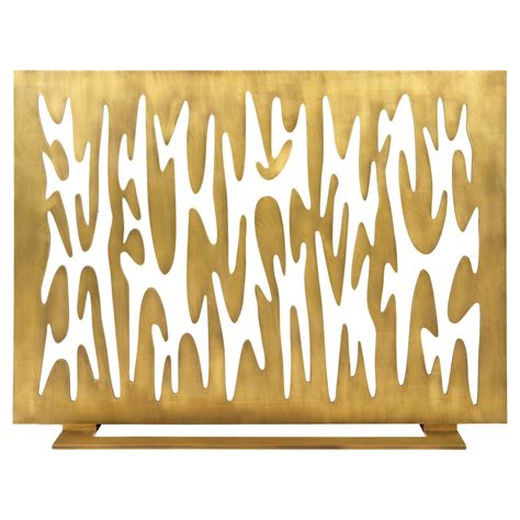 Contemporary Fireplace Screen "Estia" in Brass with Greek Key Pattern ...