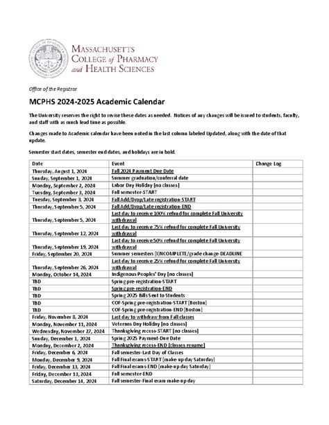 Mcphs 2025-2026 Calendar - Printable Calendar