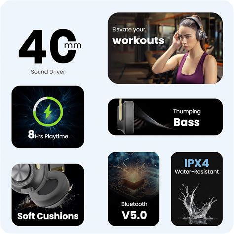 HAMMER Bash 2.0 Over The Ear Wireless Bluetooth Headphones with Mic ...