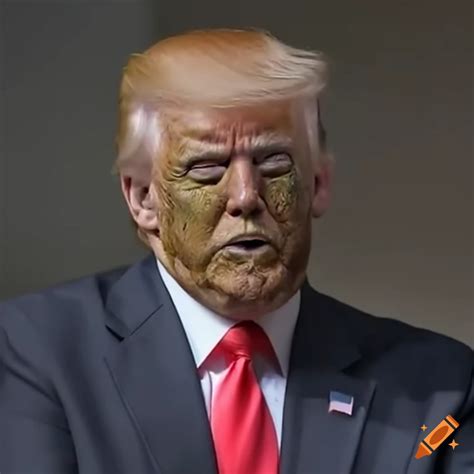 Trump in a dramatic pose with unique makeup and expression on Craiyon