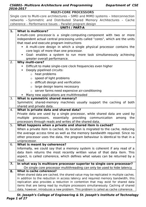 MA qb - notes - 2016- MULTI-CORE PROCESSORS Single core to Multi-core ...