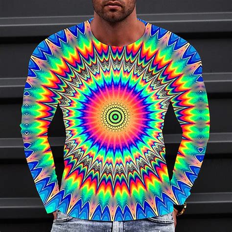 Men's Graphic Technology T Shirt Tee Long Sleeve T shirt 3D Print Crew ...