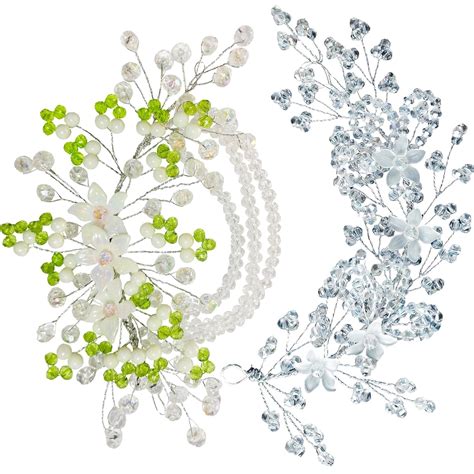 GrenzaFab 2 Pcs Hair Accessories Bridal Jewellery Set For Women Pearl ...