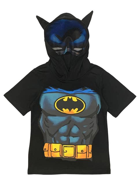 DC Comics Superhero Outfit: Batman Hoodie T-Shirt with Mask and Cape ...