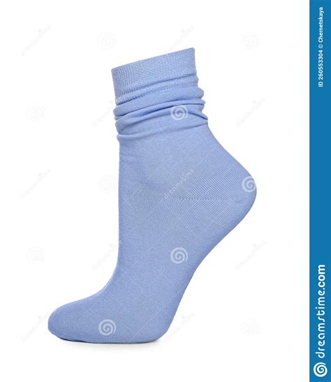 Light Blue Sock Isolated on White. Footwear Accessory Stock Photo ...