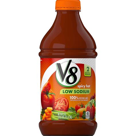V8 Original Low Sodium Spicy Hot 100% Vegetable Juice, 46 Fl Oz (Pack ...