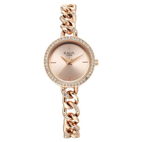 Buy Online Titan Raga Showstopper Quartz Analog Rose Gold Dial Metal ...