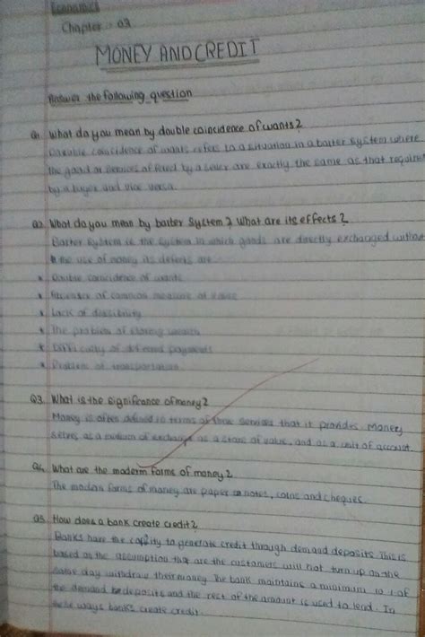 Can any one gives me notes of chapter money and credit . plzzzzz help ...