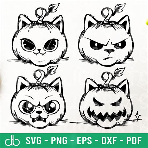 Pumpkin Cat Face SVG, Pumpkin Cat SVG, Pumpkin Face SVG, Cat Face Svg ...