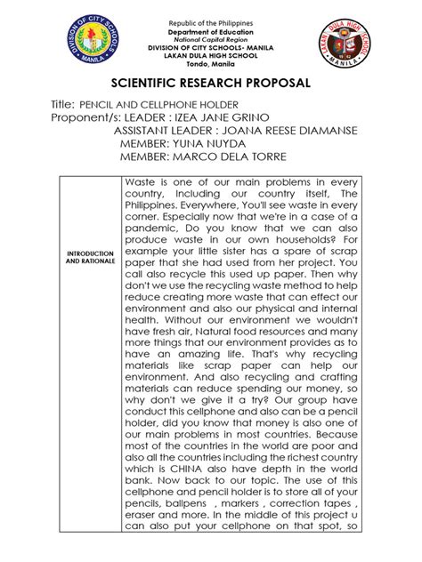 Image result for Science Project Proposal