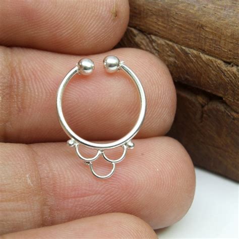 Tribal style Sterling Silver Septum Nose Ring (Nathni) – Karizma Jewels