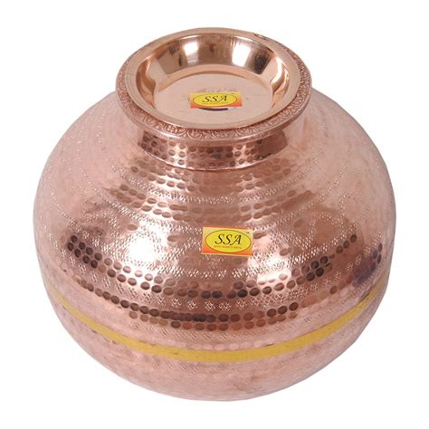 Buy SHIV SHAKTI ARTS Pure Copper Matka Water Pot Container with Lid ...