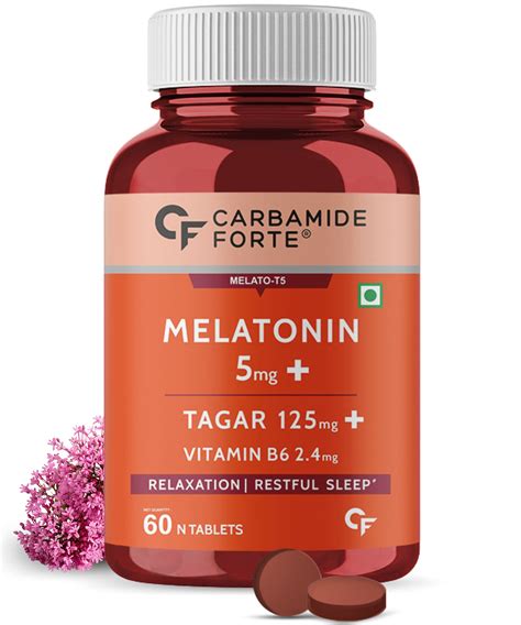 Carbamide Forte Melatonin 5mg with Tagara 125mg Sleeping Aid Pills 60 ...