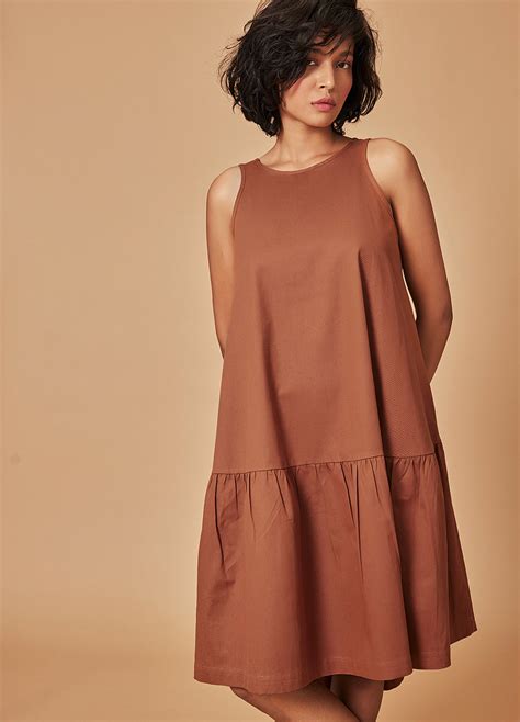 Buy No Nasties Rust Orange Organic Cotton Dress For Women Online