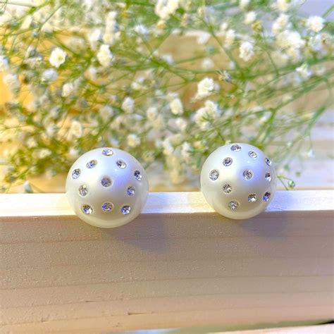 Salve Zirconia Studded Half Pearl Studs