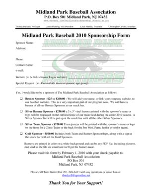 Fillable Online 2010 sponsor form Fax Email Print - pdfFiller