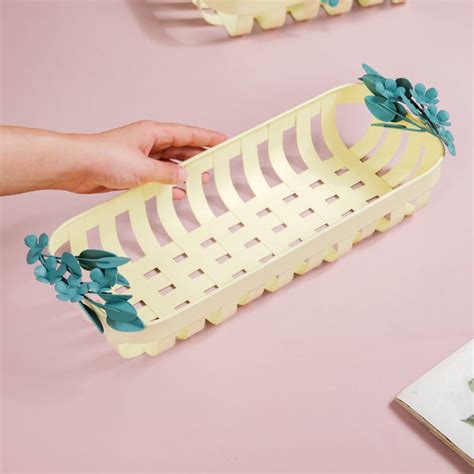 Bloom Basket Metal Decorative Tray Yellow Blue 14x6 Inch Online ...
