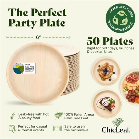 ChicLeaf Chic Leaf Palm Leaf Plates - 6 Pack of 50 - India | Ubuy