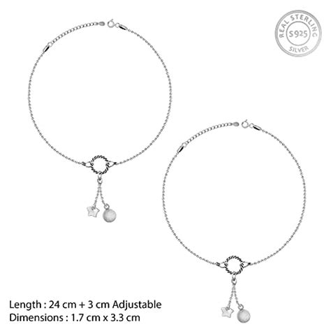 GIVA 925 Sterling Silver Stars in Sky Anklet | Gifts for Women and ...