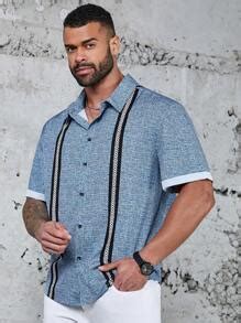 Manfinity Homme Men's Plus Size Colorblock Geometric Print Shirt ...