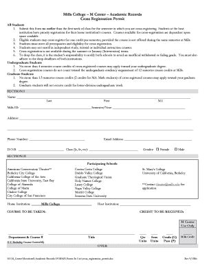 Fillable Online mills CROSS REGISTRATION PERMIT - Mills College Fax ...