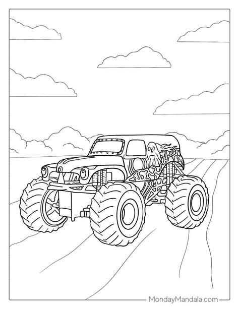 Monster Truck Coloring Pages Grave Digger Digger Simple Kolorowanki ...