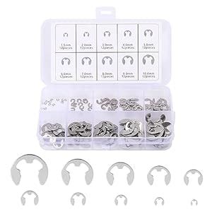 120Pcs E-Clip Circlip External Retaining Rings Stainless Steel E-Clips ...